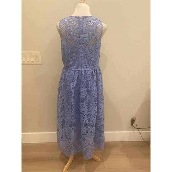Self Portrait Dress Sleeveless Lace Midi Lilac/Blue size US 12 **waist altered** - Picture 4 of 7